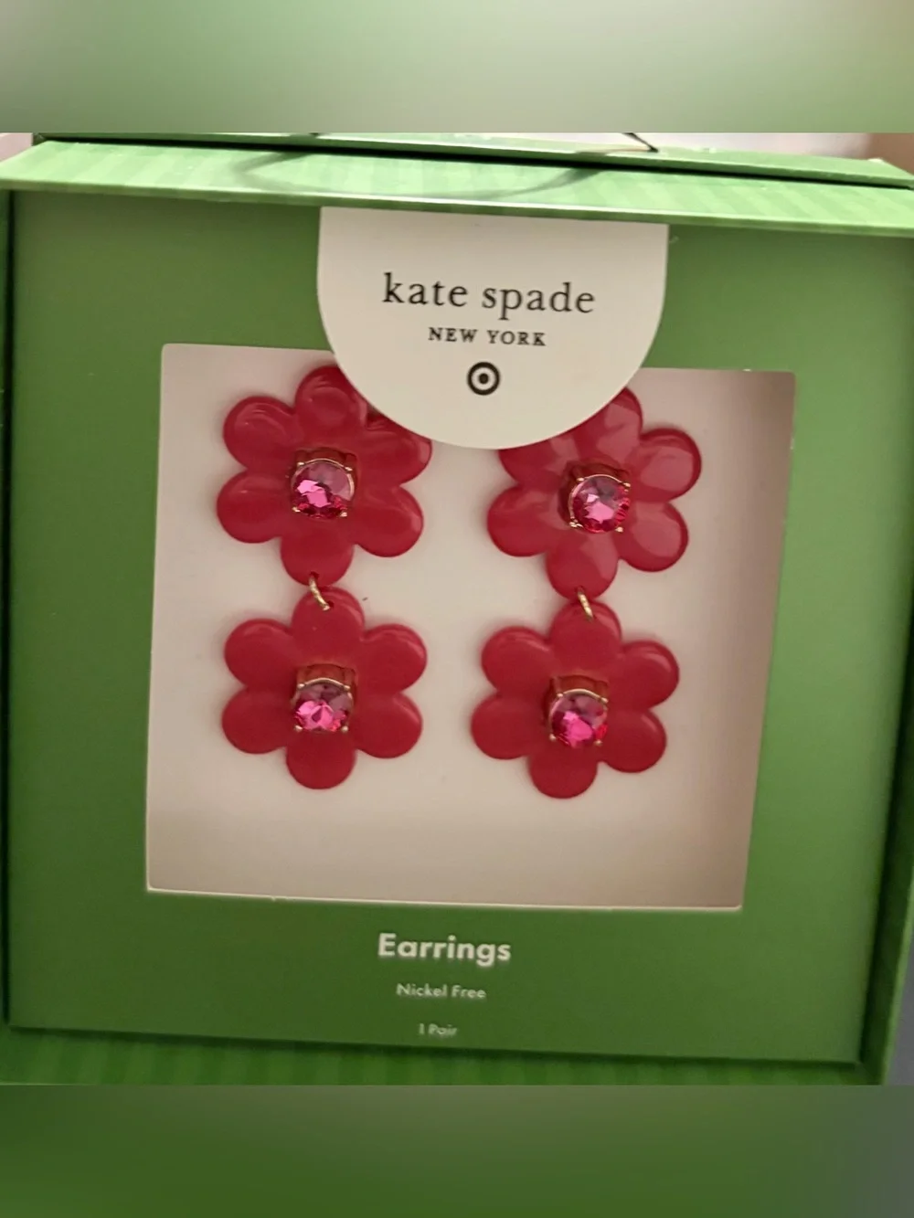 NWT Kate Spade New York X Target - Women’s Red Floral Linear Earrings